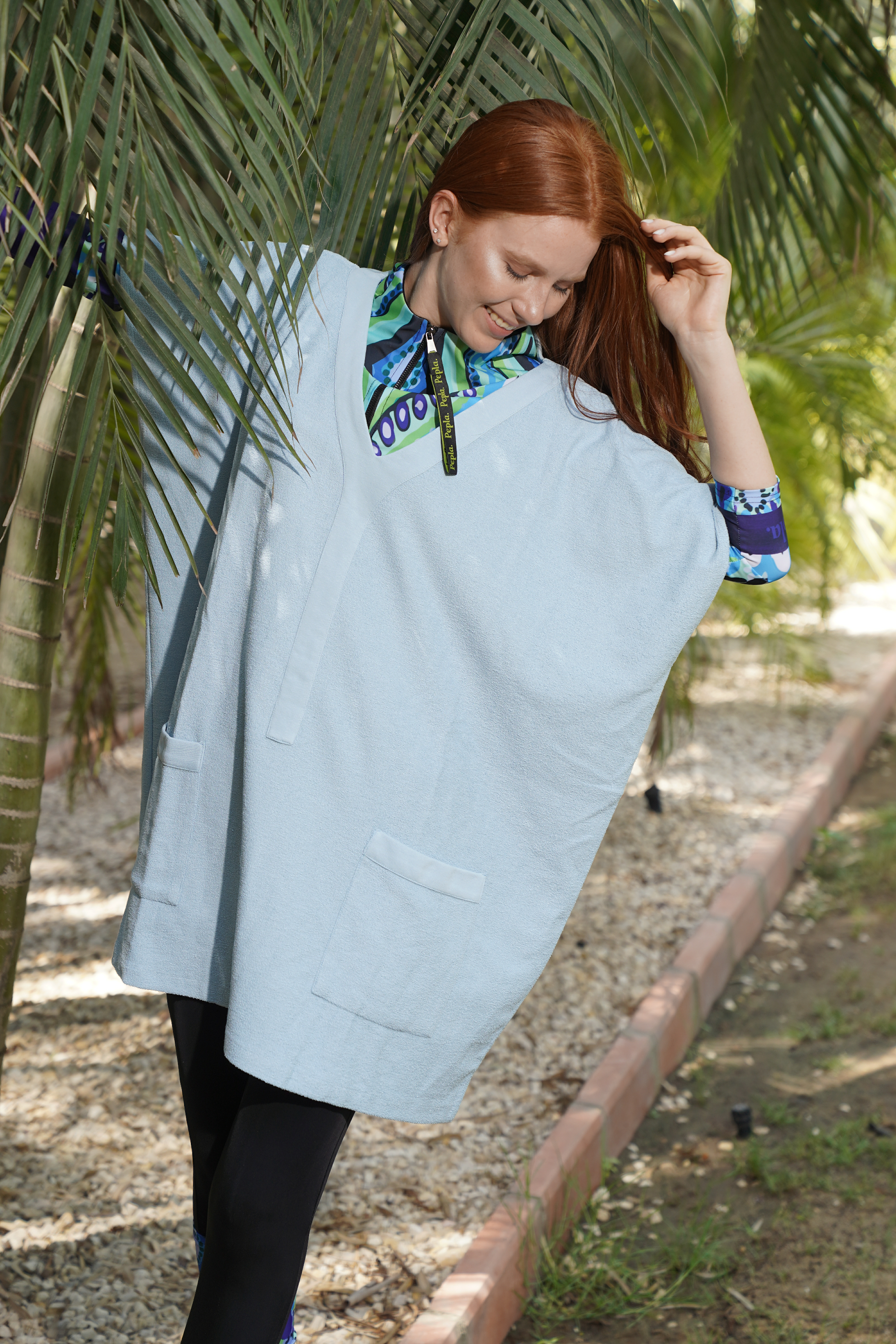 Light blue Towel Poncho