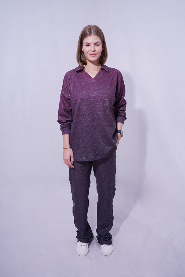 Burgundy Gradient Sparkly Knit Pants