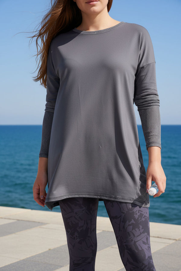 Dark Grey Pulse Mesh Top