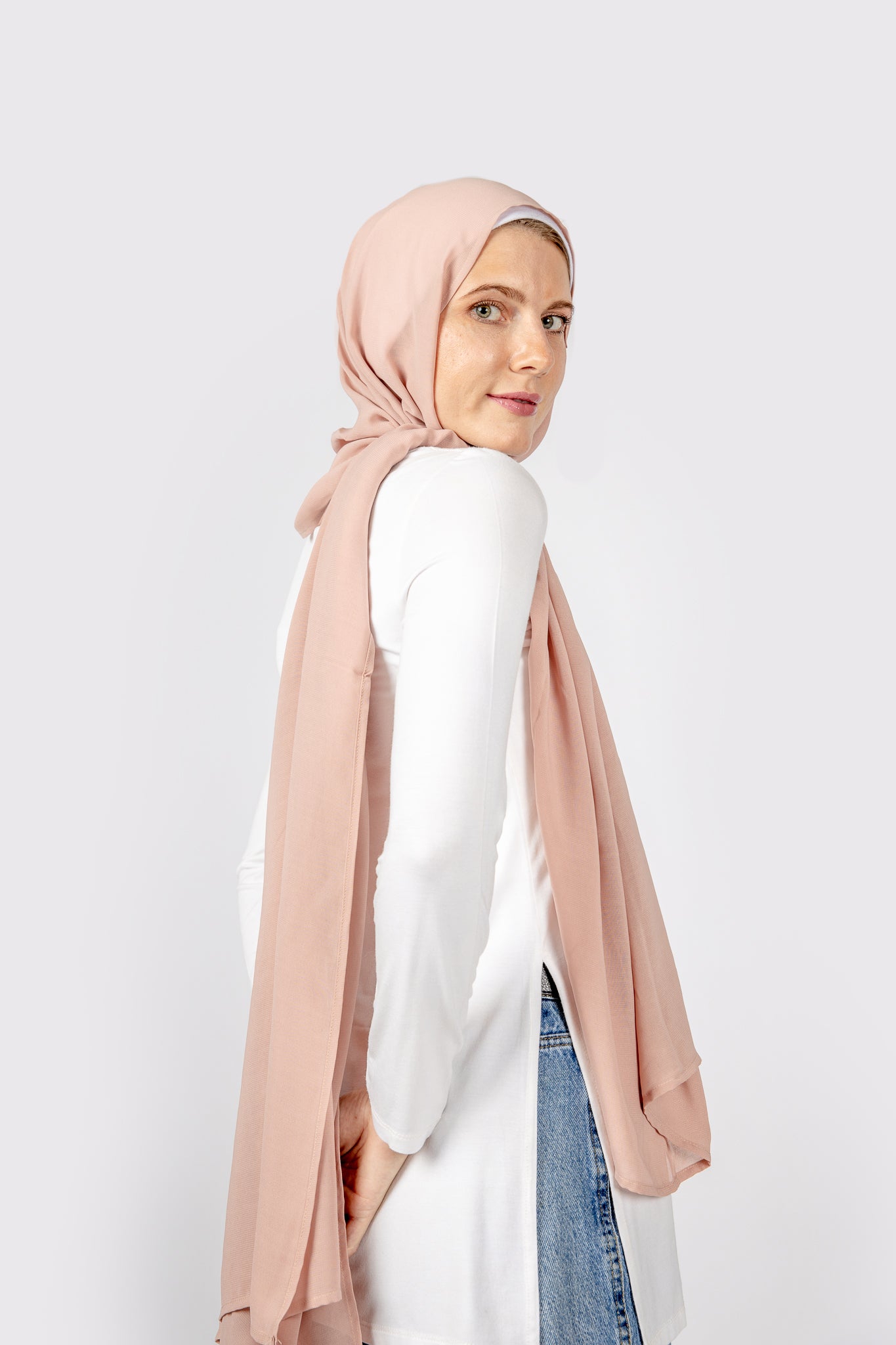 Pink blush chiffon scarf