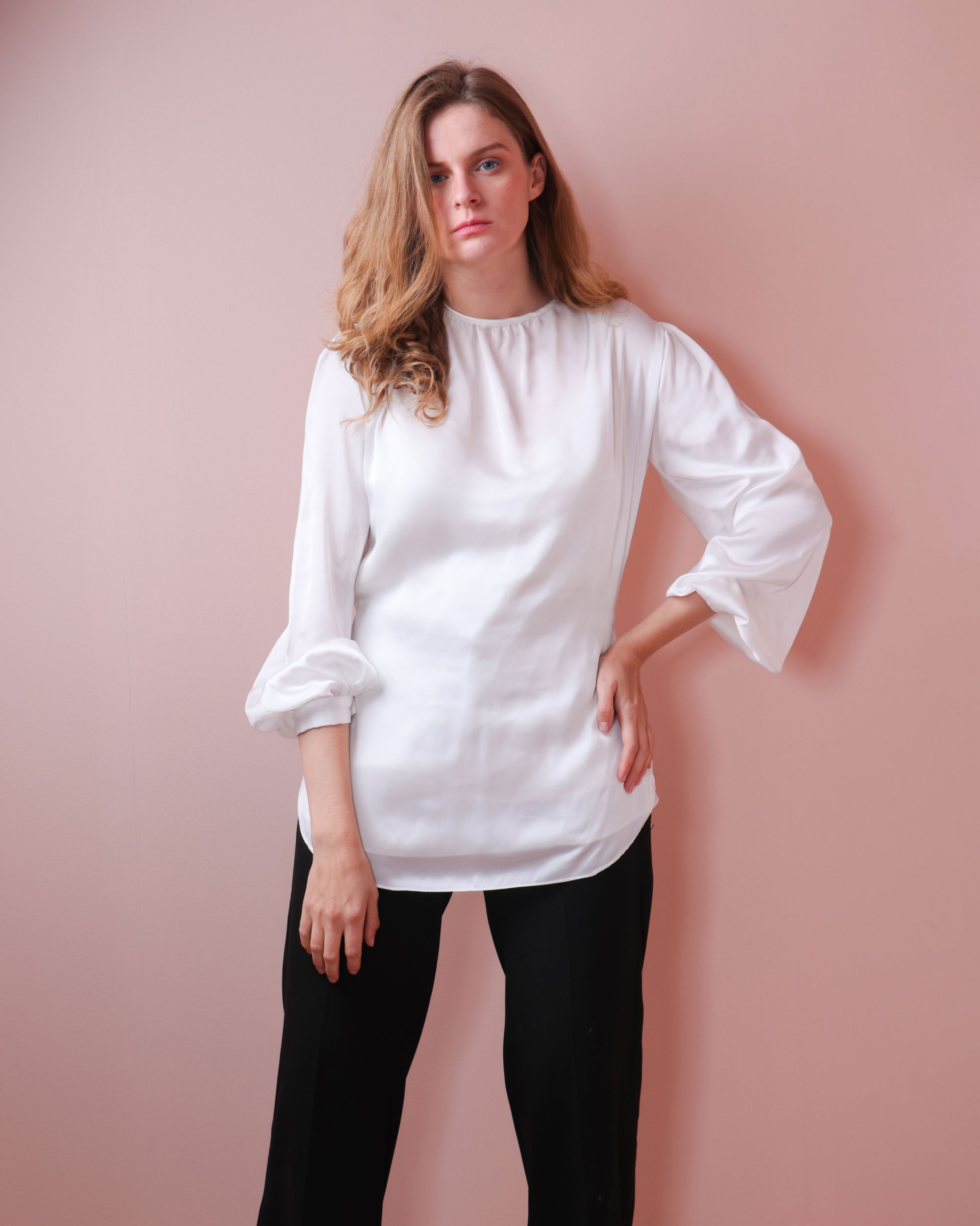Off white top satin top