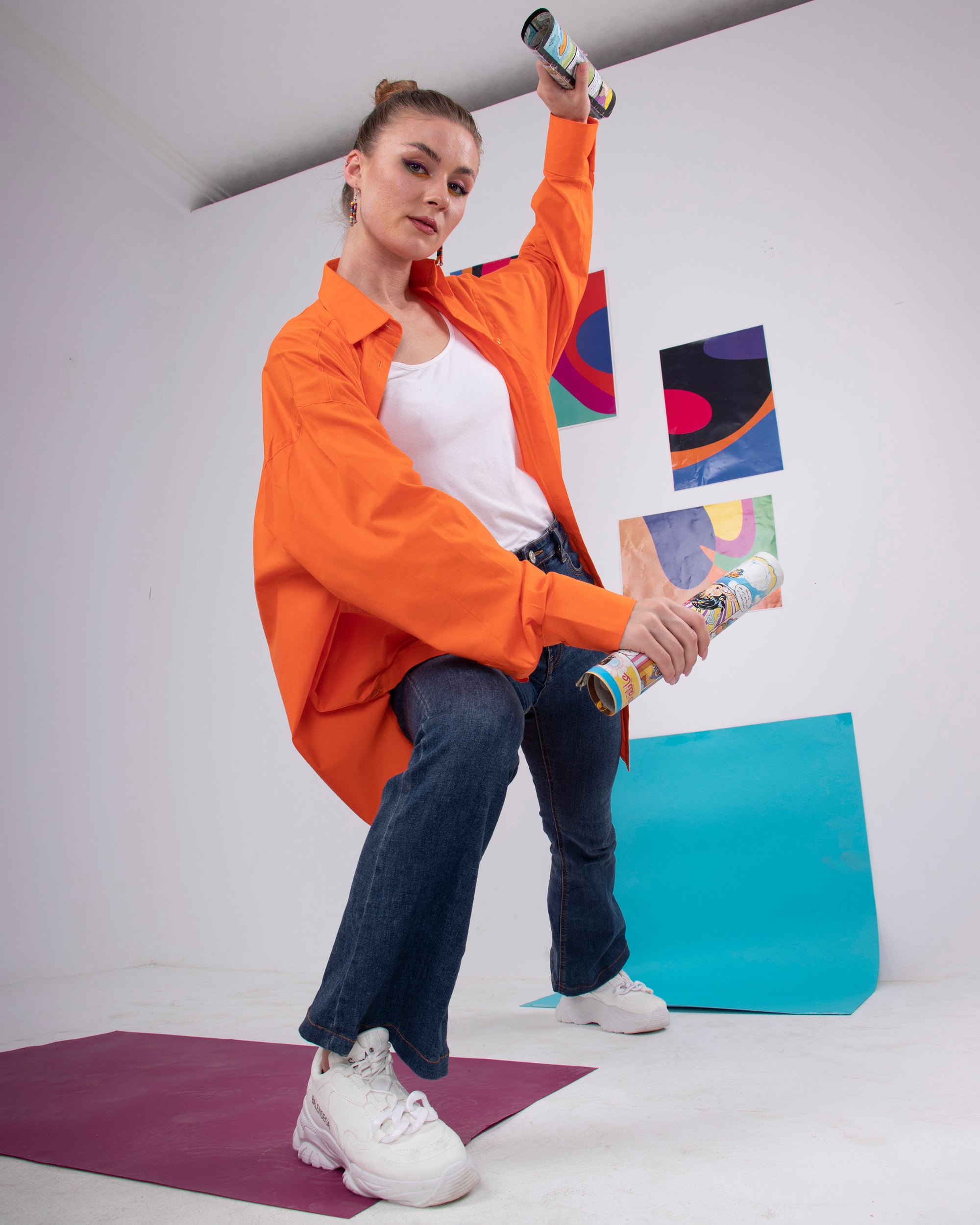 Orange oversized shirt