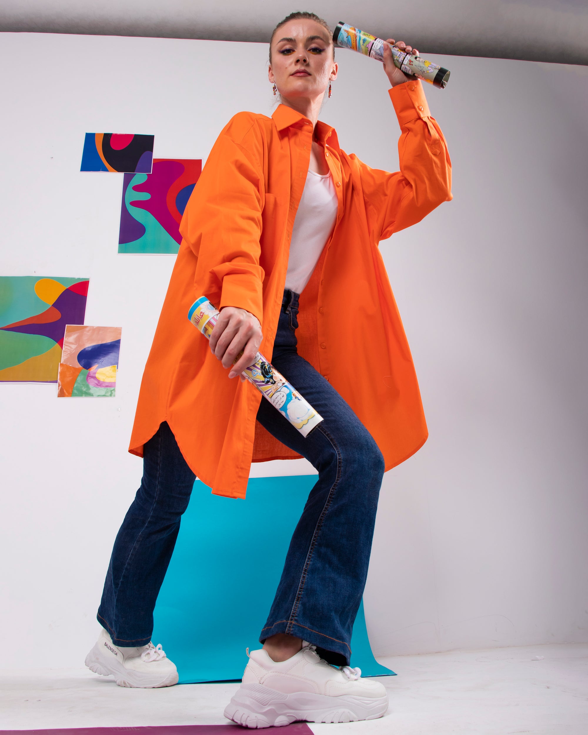 Orange oversized shirt
