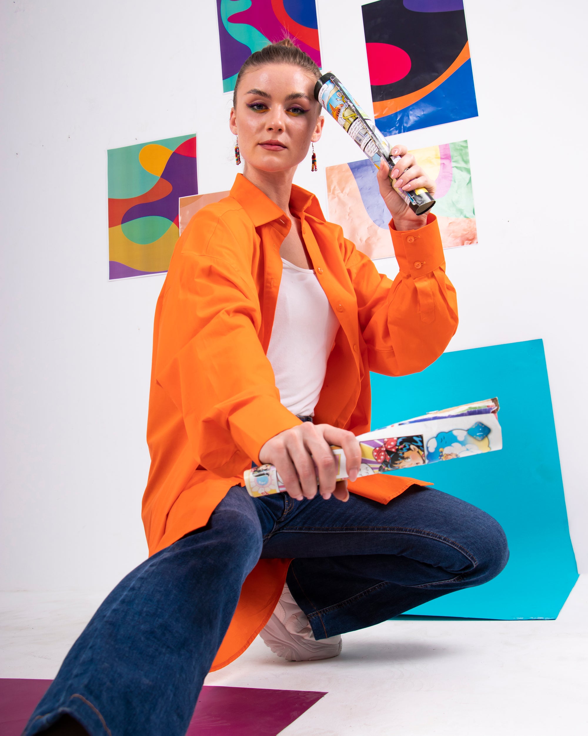 Orange oversized shirt